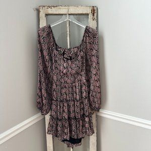 Altar'd State Gigi Tiered Black Floral Mini Ruffle Dress